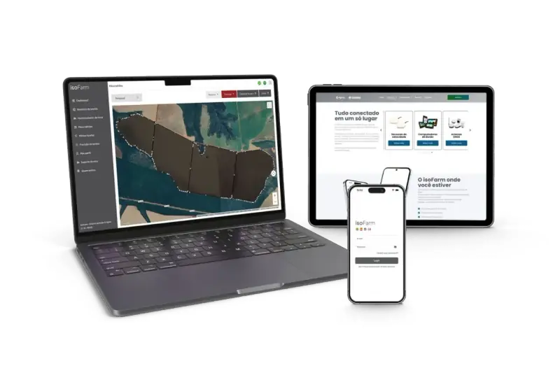 isoFarm on a computer, a tablet and a mobile phone