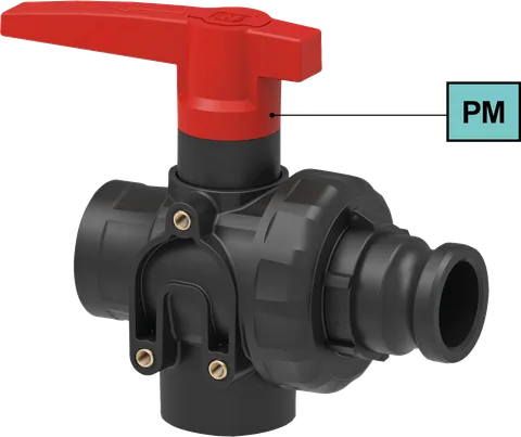 Válvula de esfera de 3 vias para painel – ON-OFF, engate camlock