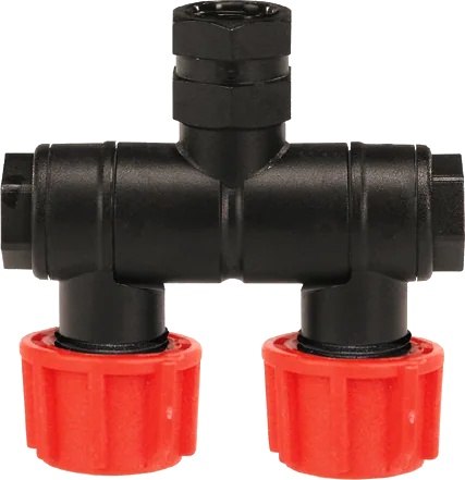 Porta-bico articulado duplo fêmea – porca giratória BSP 3/8”