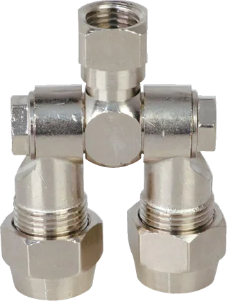 Porta-bico articulado duplo fêmea com porcas giratórias BSP 3/8”